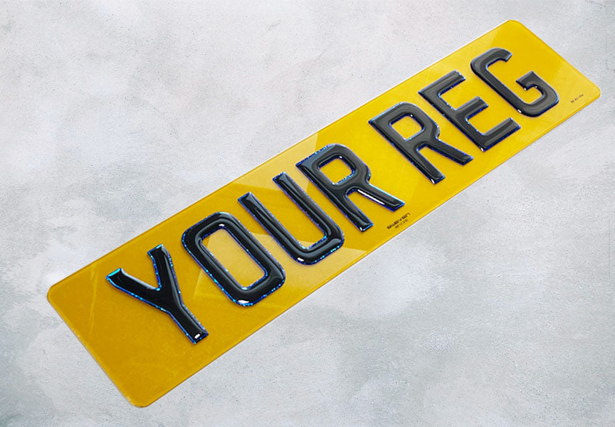 3D Sapphire Blue Gel Number Plates