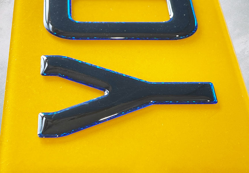 3D Sapphire Blue Gel Number Plates